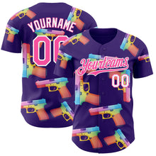 Charger l'image dans la galerie, Custom Purple Pink-White Colorful Firepower 3D Pattern Design Authentic Baseball Jersey