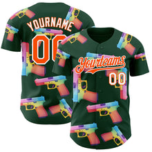 Charger l'image dans la galerie, Custom Green Orange-White Colorful Firepower 3D Pattern Design Authentic Baseball Jersey