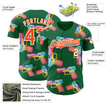 Charger l'image dans la galerie, Custom Kelly Green Orange-White Colorful Firepower 3D Pattern Design Authentic Baseball Jersey