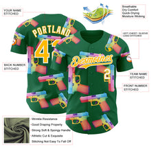Charger l'image dans la galerie, Custom Kelly Green Gold-White Colorful Firepower 3D Pattern Design Authentic Baseball Jersey