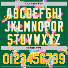 Charger l'image dans la galerie, Custom Kelly Green Gold-White Colorful Firepower 3D Pattern Design Authentic Baseball Jersey