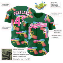 Charger l'image dans la galerie, Custom Kelly Green Pink-White Colorful Firepower 3D Pattern Design Authentic Baseball Jersey