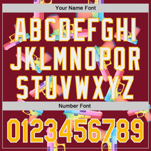Laden Sie das Bild in den Galerie-Viewer, Custom Crimson Gold-White Colorful Firepower 3D Pattern Design Authentic Baseball Jersey