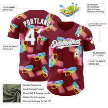 Laden Sie das Bild in den Galerie-Viewer, Custom Crimson White-Gray Colorful Firepower 3D Pattern Design Authentic Baseball Jersey