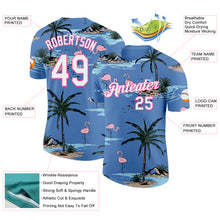 Load image into Gallery viewer, Custom Light Blue White-Pink Tropical Hawaii Palm Trees Summer Beach Flamingo Performance T-Shirt