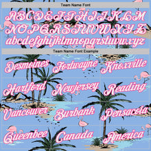 Load image into Gallery viewer, Custom Light Blue White-Pink Tropical Hawaii Palm Trees Summer Beach Flamingo Performance T-Shirt
