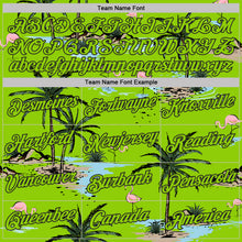 Load image into Gallery viewer, Custom Neon Green-Black Tropical Hawaii Palm Trees Summer Beach Flamingo Performance T-Shirt
