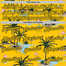 Charger l'image dans la galerie, Custom Yellow-Black Tropical Hawaii Palm Trees Summer Beach Flamingo Performance T-Shirt