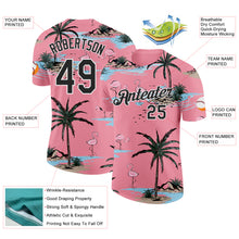 Load image into Gallery viewer, Custom Medium Pink Black-White Tropical Hawaii Palm Trees Summer Beach Flamingo Performance T-Shirt