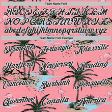 Load image into Gallery viewer, Custom Medium Pink Black-White Tropical Hawaii Palm Trees Summer Beach Flamingo Performance T-Shirt