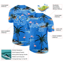 Laden Sie das Bild in den Galerie-Viewer, Custom Powder Blue-White Tropical Hawaii Palm Trees Summer Beach Flamingo Performance T-Shirt