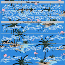 Laden Sie das Bild in den Galerie-Viewer, Custom Powder Blue-White Tropical Hawaii Palm Trees Summer Beach Flamingo Performance T-Shirt