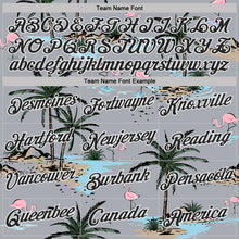 Charger l'image dans la galerie, Custom Gray Black-White Tropical Hawaii Palm Trees Summer Beach Flamingo Performance T-Shirt