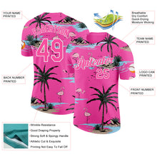 Charger l'image dans la galerie, Custom Pink-Black Tropical Hawaii Palm Trees Summer Beach Flamingo Performance T-Shirt