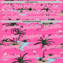 Charger l'image dans la galerie, Custom Pink-Black Tropical Hawaii Palm Trees Summer Beach Flamingo Performance T-Shirt