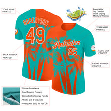 Charger l'image dans la galerie, Custom Aqua Orange-White Hawaii Tropical Coastal Palm Trees Performance T-Shirt