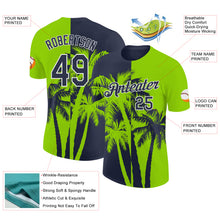 Load image into Gallery viewer, Custom Neon Green Navy-White Hawaii Tropical Coastal Palm Trees Performance T-Shirt