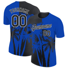 Charger l'image dans la galerie, Custom Thunder Blue Black-White Hawaii Tropical Coastal Palm Trees Performance T-Shirt