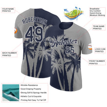 Charger l'image dans la galerie, Custom Gray Navy-White Hawaii Tropical Coastal Palm Trees Performance T-Shirt