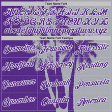 Charger l'image dans la galerie, Custom Gray Purple-White Hawaii Tropical Coastal Palm Trees Performance T-Shirt