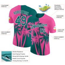 Charger l'image dans la galerie, Custom Pink Teal-White Hawaii Tropical Coastal Palm Trees Performance T-Shirt
