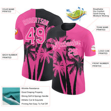 Charger l'image dans la galerie, Custom Pink Black-White Hawaii Tropical Coastal Palm Trees Performance T-Shirt