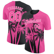 Charger l'image dans la galerie, Custom Pink Black-White Hawaii Tropical Coastal Palm Trees Performance T-Shirt