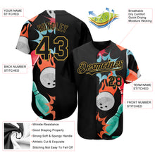 Загрузить изображение в средство просмотра галереи, Custom Black Old Gold 3D Pattern Design Bowling Authentic Baseball Jersey