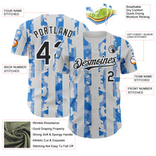 Laden Sie das Bild in den Galerie-Viewer, Custom White Black-Light Blue Stripe Argentina Style Authentic Baseball Jersey
