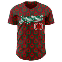 Load image into Gallery viewer, Custom Red White-Kelly Green Mexico Style Authentic Baseball Jersey