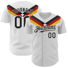 Загрузить изображение в средство просмотра галереи, Custom White Black Red-Yellow Germany Style Authentic Baseball Jersey