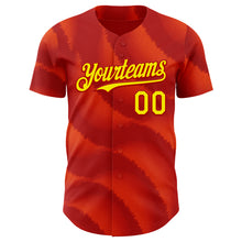 Загрузить изображение в средство просмотра галереи, Custom Red-Light Yellow Spain Style Authentic Baseball Jersey