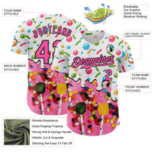 Charger l'image dans la galerie, Custom White Pink-Black Ice Cream Candy Lollipops Sweet Sugar Authentic Baseball Jersey