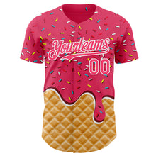 Charger l'image dans la galerie, Custom Neon Pink-White Ice Cream Waffle Foodie Dessert Authentic Baseball Jersey