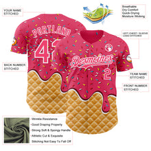 Charger l'image dans la galerie, Custom Neon Pink-White Ice Cream Waffle Foodie Dessert Authentic Baseball Jersey