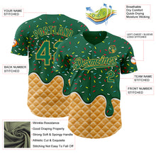 Laden Sie das Bild in den Galerie-Viewer, Custom Kelly Green-Old Gold Ice Cream Waffle Foodie Dessert Authentic Baseball Jersey