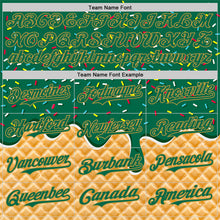 Laden Sie das Bild in den Galerie-Viewer, Custom Kelly Green-Old Gold Ice Cream Waffle Foodie Dessert Authentic Baseball Jersey
