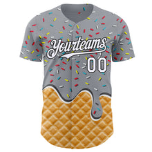 Laden Sie das Bild in den Galerie-Viewer, Custom Gray White-Black Ice Cream Waffle Foodie Dessert Authentic Baseball Jersey