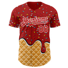 Charger l'image dans la galerie, Custom Red-White Ice Cream Waffle Foodie Dessert Authentic Baseball Jersey
