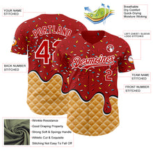 Charger l'image dans la galerie, Custom Red-White Ice Cream Waffle Foodie Dessert Authentic Baseball Jersey