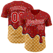 Charger l'image dans la galerie, Custom Red-White Ice Cream Waffle Foodie Dessert Authentic Baseball Jersey