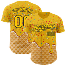 Charger l'image dans la galerie, Custom Gold-Black Ice Cream Waffle Foodie Dessert Authentic Baseball Jersey