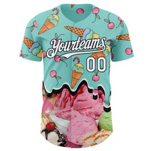 Загрузить изображение в средство просмотра галереи, Custom Ice Blue White-Black Ice Cream Foodie Dessert Authentic Baseball Jersey