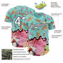 Загрузить изображение в средство просмотра галереи, Custom Ice Blue White-Black Ice Cream Foodie Dessert Authentic Baseball Jersey