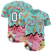 Загрузить изображение в средство просмотра галереи, Custom Ice Blue White-Black Ice Cream Foodie Dessert Authentic Baseball Jersey