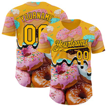 Charger l'image dans la galerie, Custom Gold-Black Ice Cream Donut Foodie Dessert Authentic Baseball Jersey