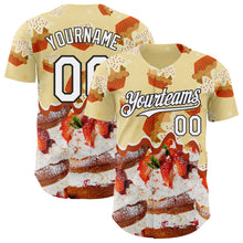 Charger l'image dans la galerie, Custom Light Yellow White-Black Ice Cream Cake Foodie Dessert Authentic Baseball Jersey