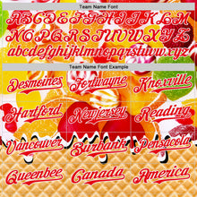 Load image into Gallery viewer, Custom Gold Fire Red-White Candy Ice Cream Waffle Sweet Sugar Authentic Baseball Jersey