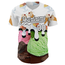 Laden Sie das Bild in den Galerie-Viewer, Custom White-Black Ice Cream Foodie Dessert Authentic Baseball Jersey