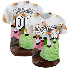 Laden Sie das Bild in den Galerie-Viewer, Custom White-Black Ice Cream Foodie Dessert Authentic Baseball Jersey